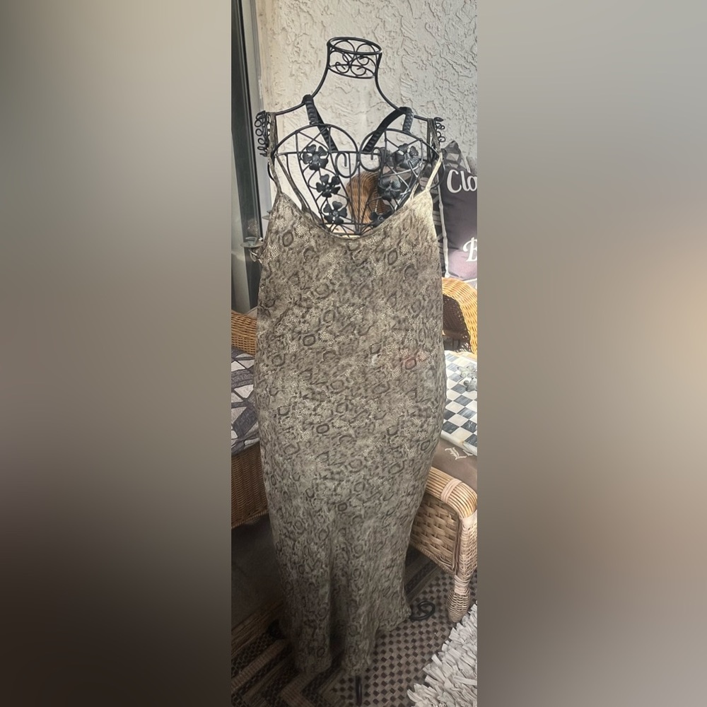Victoria’s Secret Camo-Snakeskin Print Semi-Sheer Slip Dress, Size Medium
